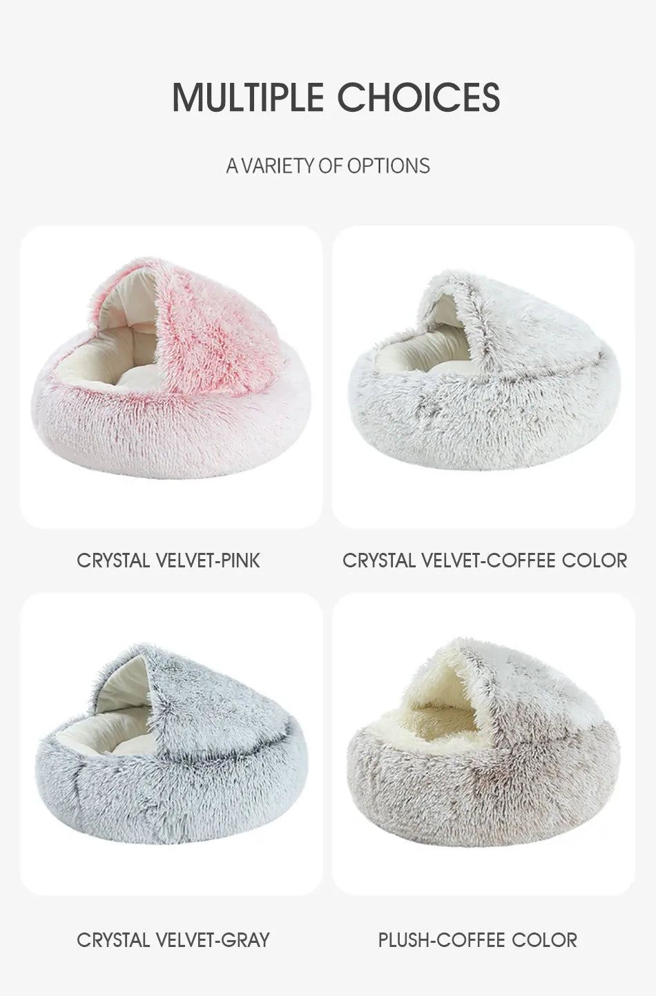 Coussin rond en peluche pour animaux de compagnie, panier chaud, sac de couchage, accent, chenil pour petit chien, maison pour chat, 2 en 1, hiver