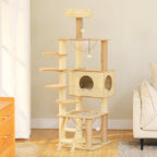Arbre à chat en bois avec condo spacieux, hamac douillet, poteaux à gratter en sisal, tour à chat multi-niveaux haute pour grand chat d'intérieur