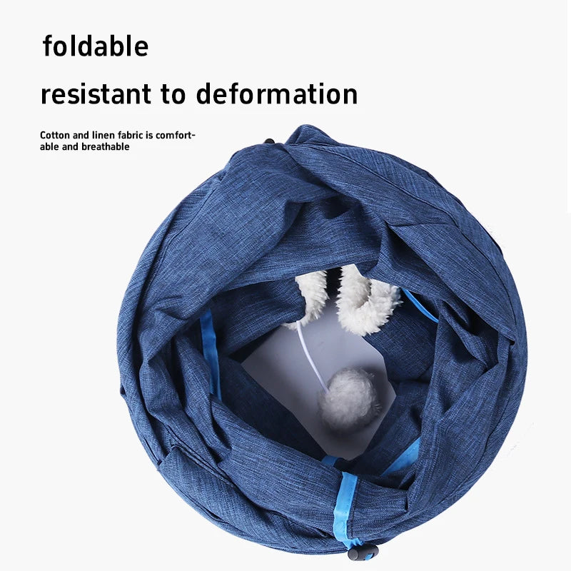 Nouveau tunnel pliable pour chat d'intérieur, résistant aux griffures, avec coussin moelleux, ensemble de jouets interactifs pour chat, jeu de cache-cache, tunnel, fournitures pour animaux de compagnie
