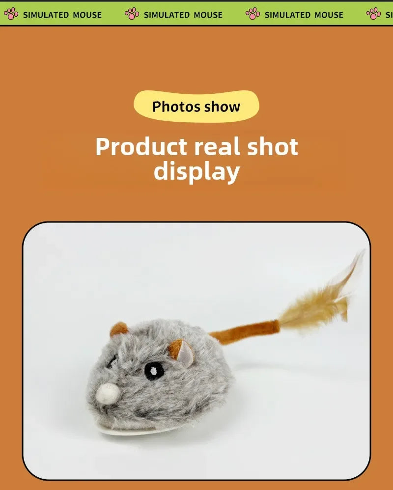Jouet en peluche réaliste pour chat, souris interactive avec queue de chien pour chats, jouets pour chatons pour jouer en intérieur et