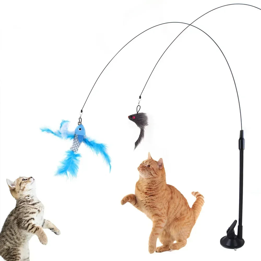 Jouet à plume FeatherPlay™ | Ventouse et jeu de chasse pour chat