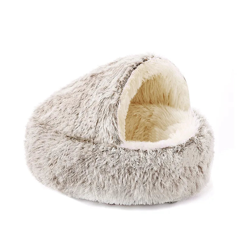Lit d'hiver en peluche pour chat, coussin rond pour chat, maison pour chat 2 en 1, panier chaud pour chats, sac de couchage pour animaux de compagnie, nid pour chaton, chenil pour petits chiens et chats