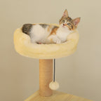 Arbre à chat en bois avec condo spacieux, hamac douillet, poteaux à gratter en sisal, tour à chat multi-niveaux haute pour grand chat d'intérieur