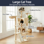 Grande maison pour chats et chatons, tour de jeu pour chats avec 2 poteaux à gratter, grande maison pour chats et chatons