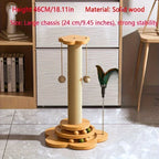 Plateau tournant pour chat en bois massif, poteau à gratter pour chat, bâton Teaser pour chat, planche à gratter pour chats, jouets durables pour chat