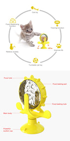 Roue de friandises pour chat, mangeoire de puzzle interactive, jouet de distribution de nourriture, jeux amusants pour chat, divertissement d'intérieur pour chat