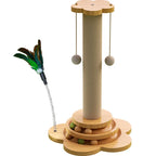 Plateau tournant pour chat en bois massif, poteau à gratter pour chat, bâton Teaser pour chat, planche à gratter pour chats, jouets durables pour chat