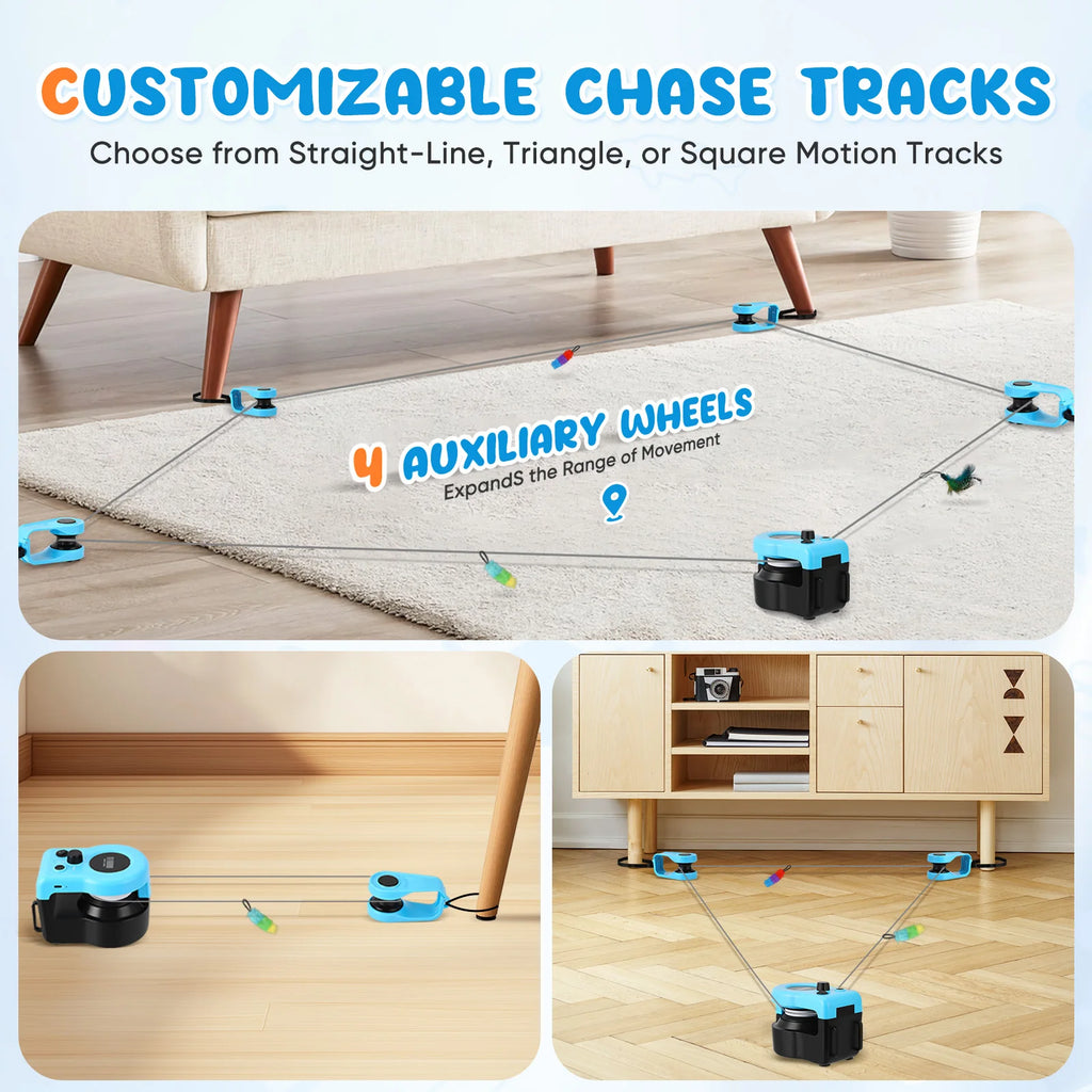 Jouets intelligents pour chats d'intérieur, jouet interactif pour chat, roue d'exercice pour chats, tapis roulant pour chats 5 vitesses avec vitesse réglable, jouet de simulation de chasse