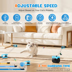 Jouets intelligents pour chats d'intérieur, jouet interactif pour chat, roue d'exercice pour chats, tapis roulant pour chats 5 vitesses avec vitesse réglable, jouet de simulation de chasse
