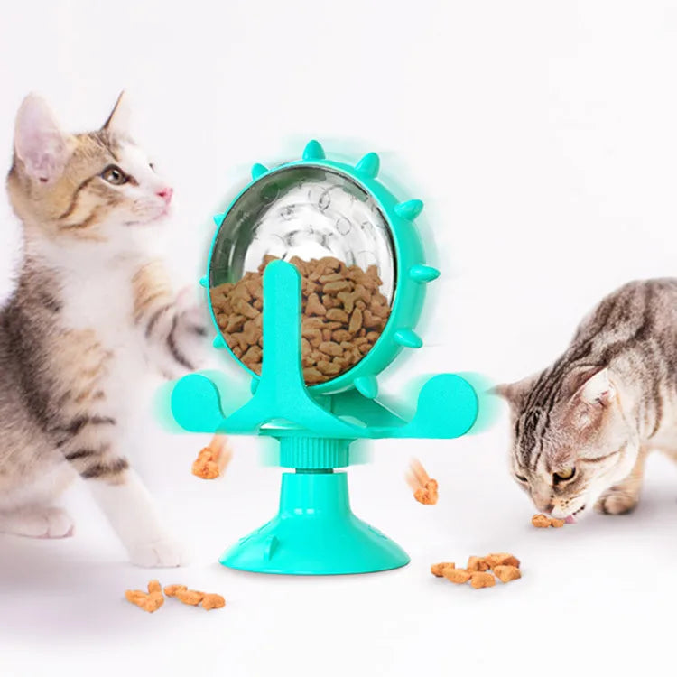 Roue de friandises pour chat, mangeoire de puzzle interactive, jouet de distribution de nourriture, jeux amusants pour chat, divertissement d'intérieur pour chat