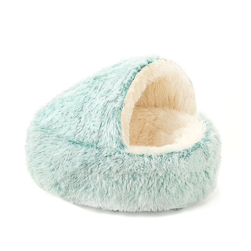 Lit d'hiver en peluche pour chat, coussin rond pour chat, maison pour chat 2 en 1, panier chaud pour chats, sac de couchage pour animaux de compagnie, nid pour chaton, chenil pour petits chiens et chats
