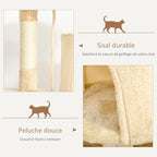 Arbre à chats multi-activités avec griffoirs, plateformes, niche, corde et jouets 40L x 40L x 114H cm beige