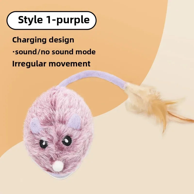Jouet en peluche réaliste pour chat, souris interactive avec queue de chien pour chats, jouets pour chatons pour jouer en intérieur et