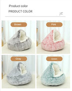 Lit d'hiver en peluche pour chat, coussin rond pour chat, maison pour chat 2 en 1, panier chaud pour chats, sac de couchage pour animaux de compagnie, nid pour chaton, chenil pour petits chiens et chats