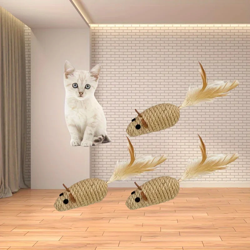 Jouet pour chat en sisal A1, fausse souris, résistant aux morsures, jouet interactif pour chat, simulation de souris, jouet en peluche pour chaton, jouet pour chaton à faire joueuseselement