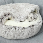 Lit d'hiver en peluche pour chat, coussin rond pour chat, maison pour chat 2 en 1, panier chaud pour chats, sac de couchage pour animaux de compagnie, nid pour chaton, chenil pour petits chiens et chats
