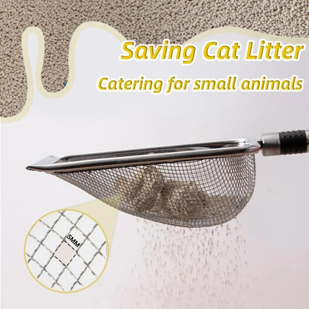 Pelle à litière en acier inoxydable pour chat, durable, facile à nettoyer, poignée ergonomique, antirouille, idéale pour un retrait rapide des déchets