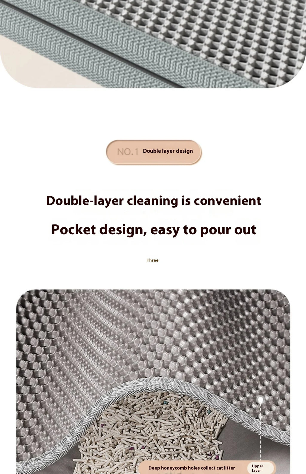Tapis de litière pour chat, conception à 2 couches, technologie de piégeage du sable de qualité supérieure, Base étanche, protection de sol antidérapante pour animaux de compagnie, pour chatons d'intérieur