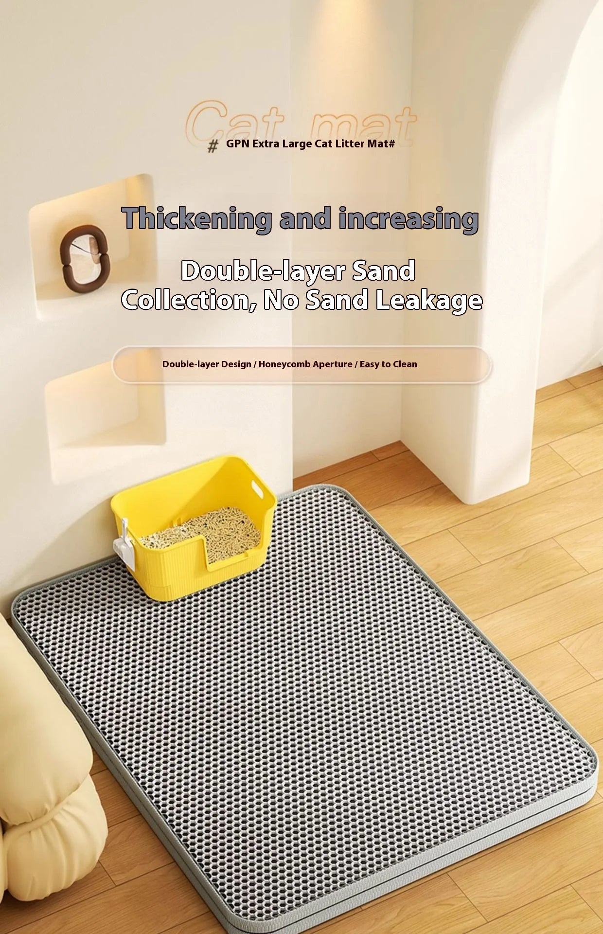 Tapis de litière pour chat, conception à 2 couches, technologie de piégeage du sable de qualité supérieure, Base étanche, protection de sol antidérapante pour animaux de compagnie, pour chatons d'intérieur