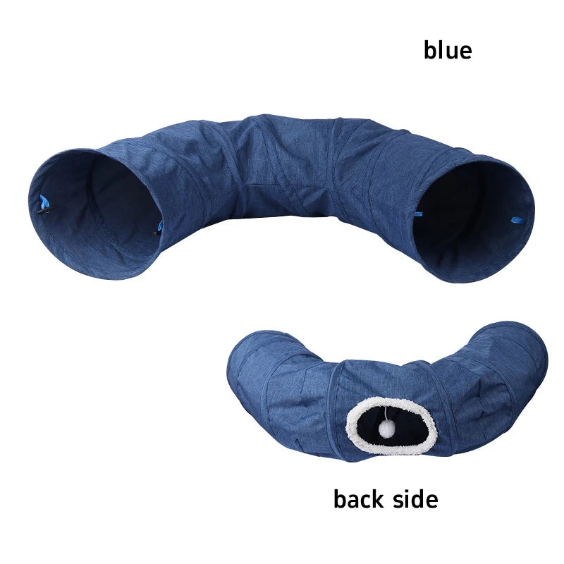 Nouveau tunnel pliable pour chat d'intérieur, résistant aux griffures, avec coussin moelleux, ensemble de jouets interactifs pour chat, jeu de cache-cache, tunnel, fournitures pour animaux de compagnie