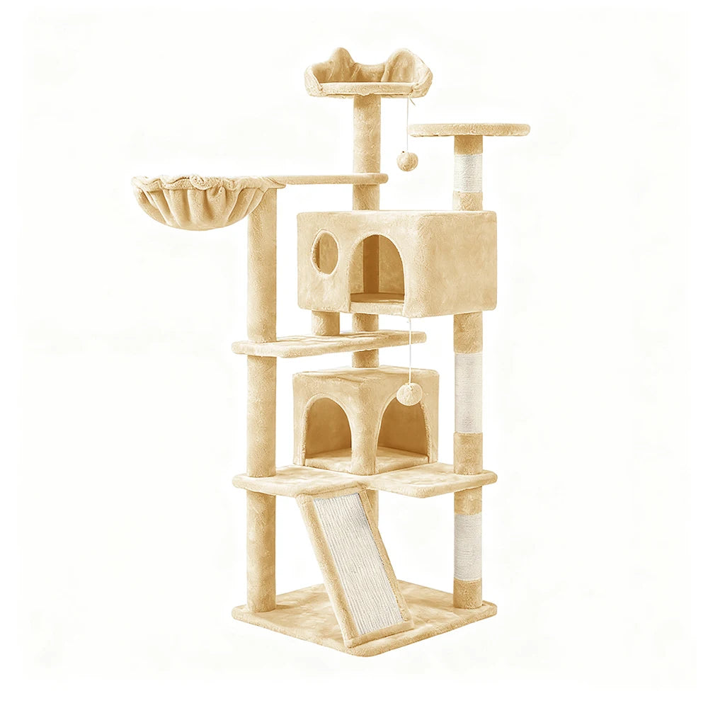Grande maison pour chats et chatons, tour de jeu pour chats avec 2 poteaux à gratter, grande maison pour chats et chatons