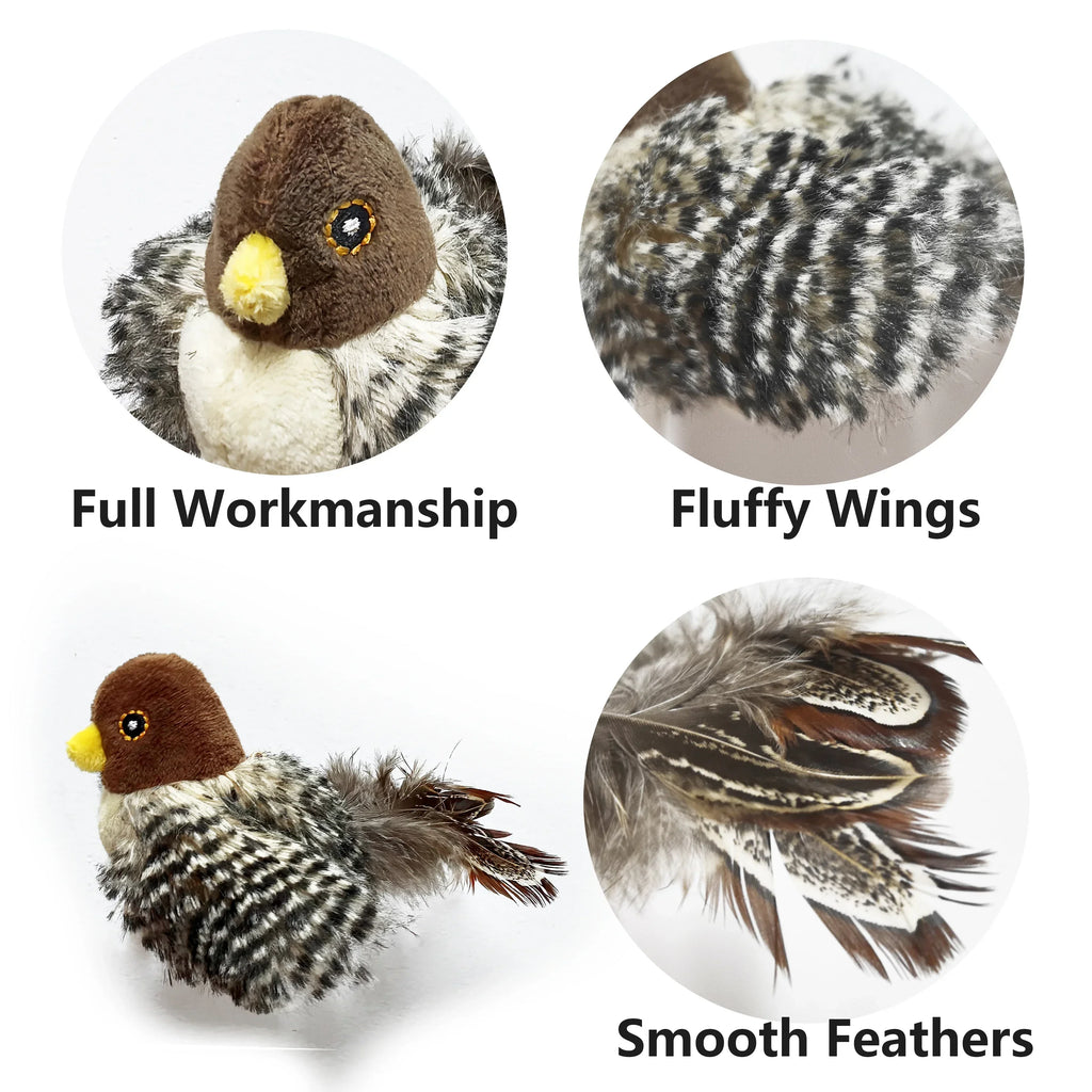 Jouets interactifs lavables pour chat, oiseau volant en peluche, grincement, chat, moineau, herbe-aux-chats, Simulation d'oiseau vif, interactif