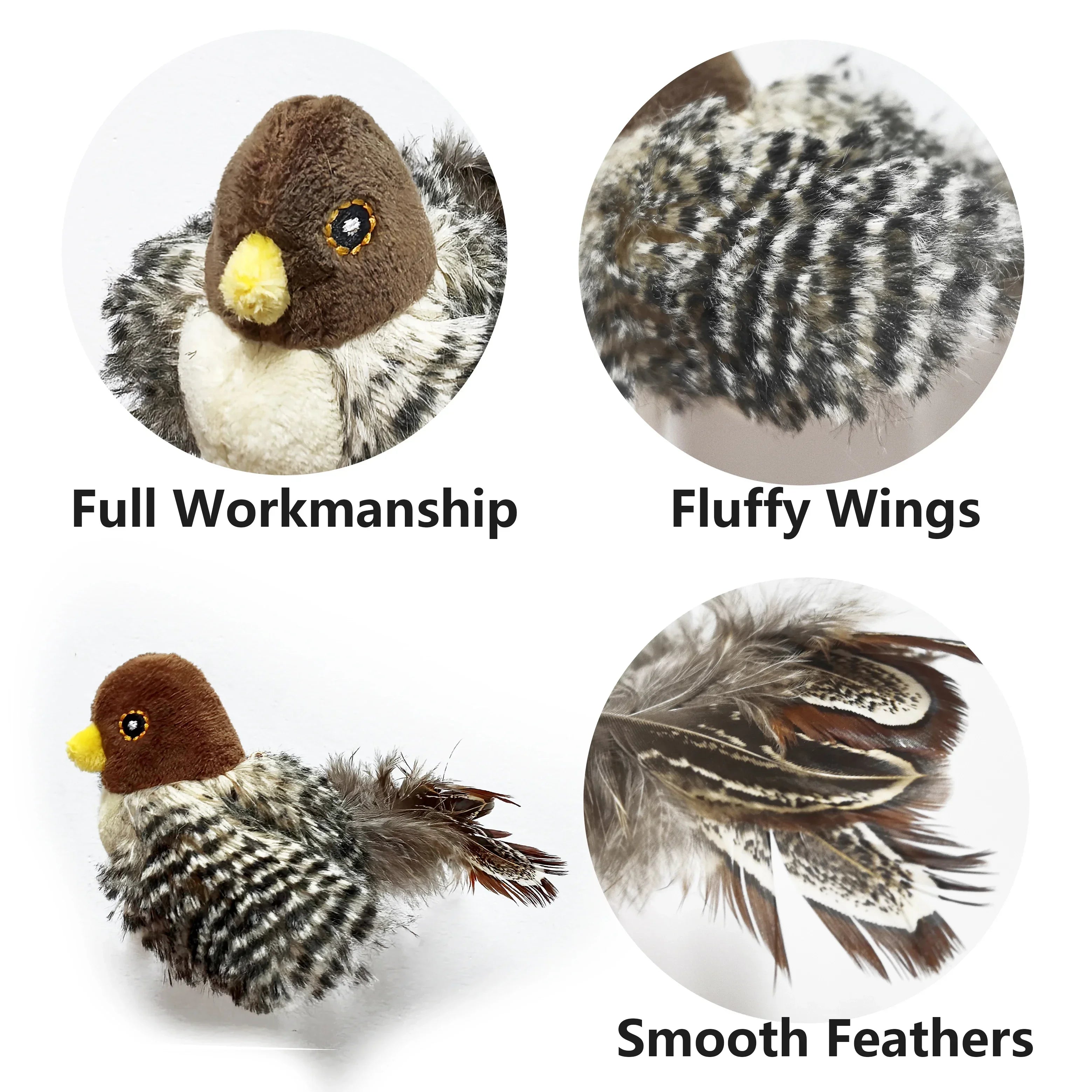 Jouets interactifs lavables pour chat, oiseau volant en peluche, grincement, chat, moineau, herbe-aux-chats, Simulation d'oiseau vif, interactif